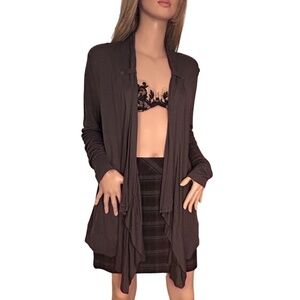 Banana Republic Modal Waterfall Sweater Open Front Cardigan Top Button Accents